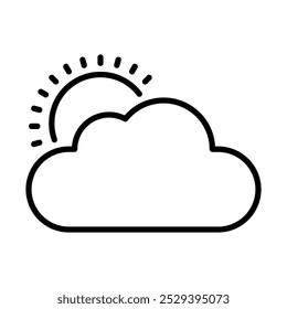Vetor de ícone parcialmente nublado. sol atrás da ilustração de nuvem para o tempo 