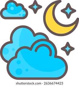 Partly Cloudy Night Filled Style Icon Design