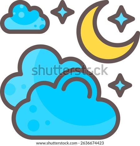 Partly Cloudy Night Filled Style Icon Design