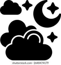 Partly Cloudy Night Semi Solid Icon Design
