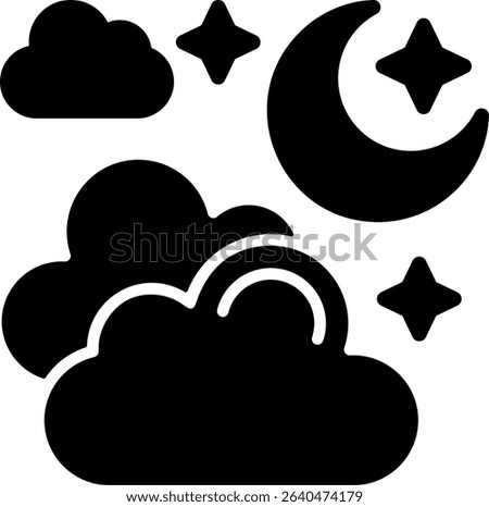 Partly Cloudy Night Semi Solid Icon Design