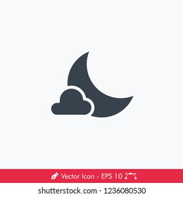 Partly Cloudy Night Weather Icon / Vector