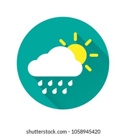 Partly cloudy rain shower icon. Vector illustration. Weather forecast icon. Rain shower icon.