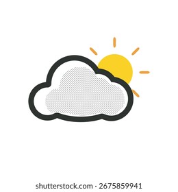 Ícone de tempo parcialmente nublado do sol ilustração vetorial