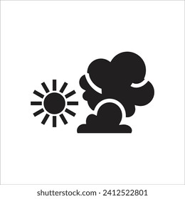 Weather icon set. Sunny, cloudy, rainy, partly cloudy and rainbow