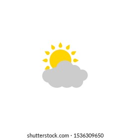 Partly cloudy weather icon, flat simple design. Vector isolated illustration. Can be using for posters, leaflets, banners, web design or mobile app, for printing on clothes and cups.