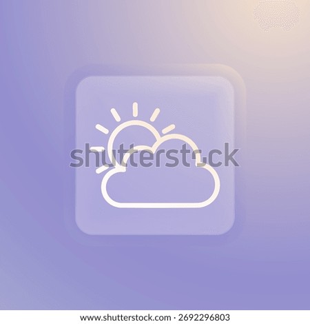 Partly cloudy weather icon – sun and cloud symbol, climate forecast, meteorology, temperature, and sky condition concept in minimal black outline vector design