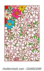 Página de colores hecha en parte con varias flores para adultos o niños para terminar
