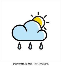 Partly Rain Icon Vector Illustration