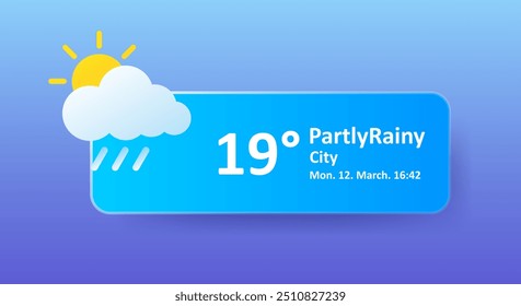 Parcialmente chuvoso 19 graus Celsius previsão do tempo, data, cidade localização. Nublado, relâmpago, trovoada, chuva forte, nublado, frio, velocidade do vento, ar, precipitação, temperatura, Fahrenheit, UV sinótico