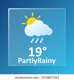 Previsión de Clima parcialmente lluvioso de 19 grados centígrados. Nublado, rayo, tormenta, aguacero, nublado, frío, velocidad del viento, aire, precipitación, temperatura, atmósfera, condiciones UV sinóptico