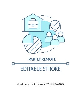 Partly Remote Turquoise Concept Icon. Workflow Schedule. Freelance. Hybrid Work Model Abstract Idea Thin Line Illustration. Isolated Outline Drawing. Editable Stroke. Arial, Myriad Pro-Bold Fonts Used