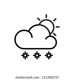 Partly Snowfall Outline Icon Vector Illustration