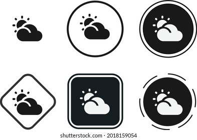 conjunto de iconos parcialmente soleados. Colección de contorno negro de alta calidad para diseño de sitios web y aplicaciones de modo oscuro móvil. Ilustración del vector sobre fondo blanco