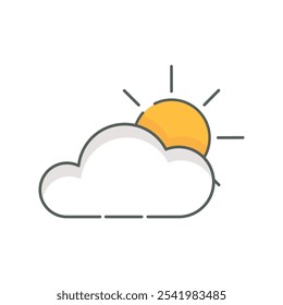 Partly Sunny weather icon linear style isolated white.