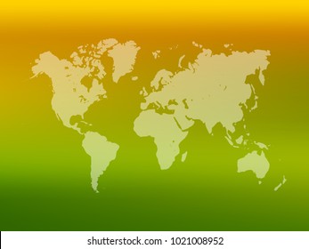 Partly transparent World map silhouette on pink gradient mesh background. Vector illustration.