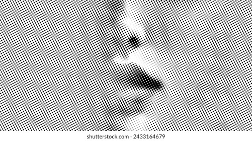 A partly visible face emerges from a faint background, with a transparent halftone dotted screen, perfect for comics, magazines, or ads.