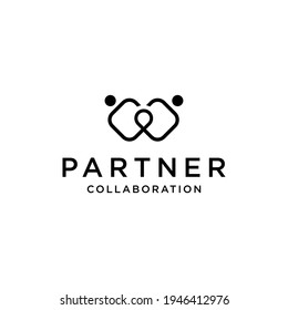 Partner Collaboration Logo Design, Human Together Vector Illustration