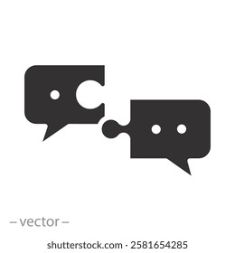 partner conversation, puzzle dialogue icon, flat vector illustration