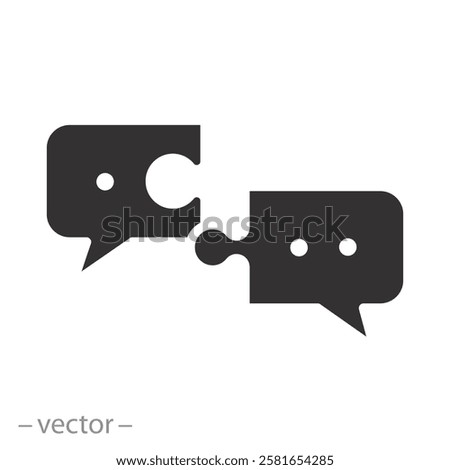 partner conversation, puzzle dialogue icon, flat vector illustration