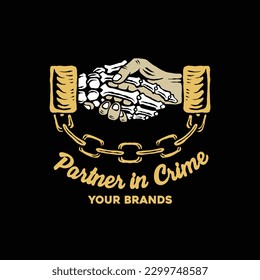 Partner in crime tee graphic vector.