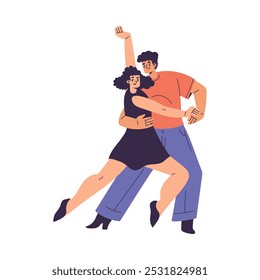 Partner Dance with Man and Woman Character Moving Body to Music Vector Illustration