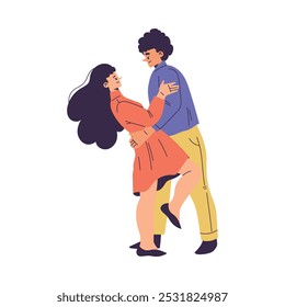 Partner Dance with Man and Woman Character Moving Body to Music Vector Illustration