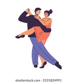 Partner Dance with Man and Woman Character Moving Body to Music Vector Illustration