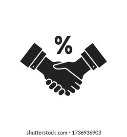 partner discount agreement black icon. simple flat style trend modern logotype graphic design isolated on white background. concept of great deal between two people or easy collaboration and relation