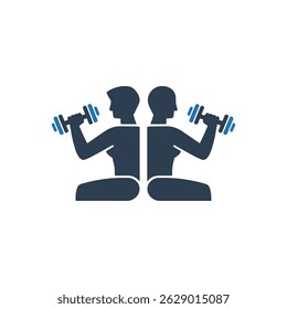 Partner Dumbbell Training Icon Isolated On White Background