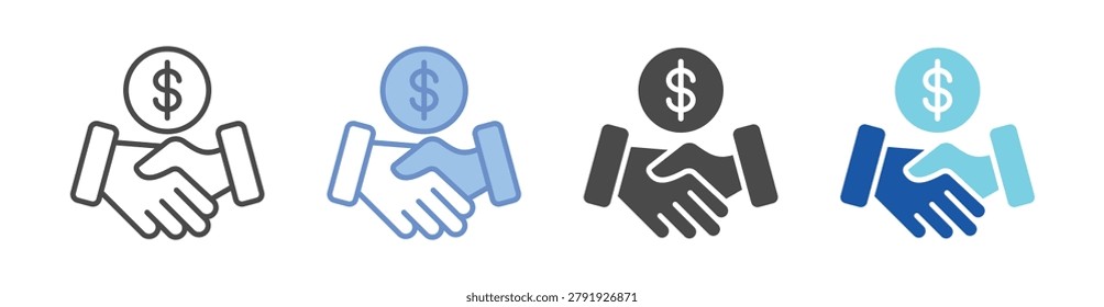 Partner Finance Icon Set With Multiple Styles Vector Illustration