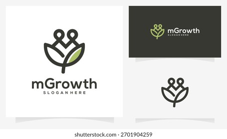 Parceiro crescer ícones, vetor logotipo parceria duas pessoas e deixa modelo criativo.	