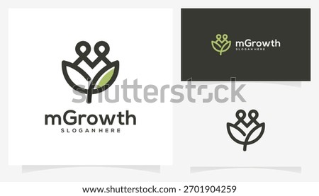 Partner grow icons, vector logo partnership two people and leaves creative template.	