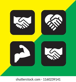 partner icon. 4 partner set with handshake, agreement and strong vector icons for web and mobile app
