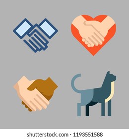 Partner Icon Set. Vector Set About Cat And Handshake Icons Set.