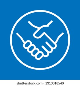 Partner icon. Stroke outline style. Line vector. Isolate on blue background.