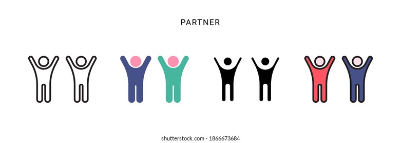 Partnersymbol-Vektorgrafik mit vier verschiedenen Stilen. einzeln auf weißem Hintergrund.