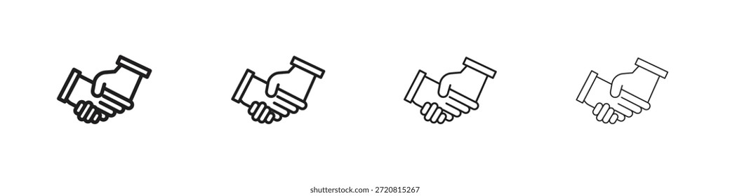 Los iconos de socios delinean el diseño de Vector negro. Línea con trazo editable.