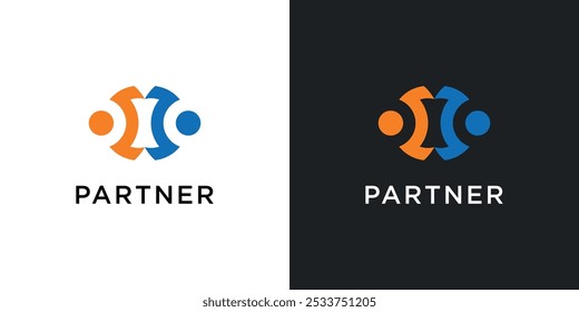 Partner logo design. Creative human syimbol icon. Community, group, teamwork. Premium Vector
