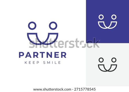 Partner Logo Icon Design, Abstract Two Happy Figures Connecting for Business and Dental Clinic