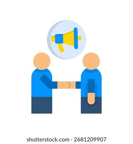 Ilustração plana de vetor do ícone de marketing do parceiro