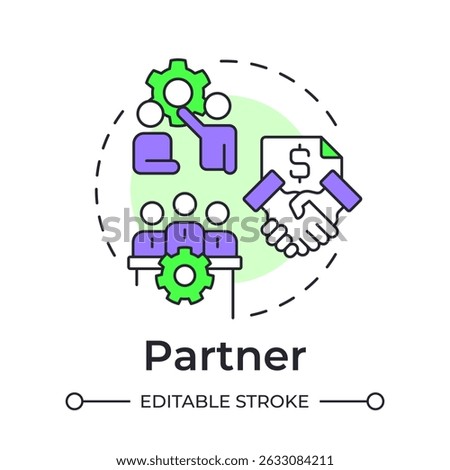 Partner multi color concept icon. Partnership organization, collaboration. Teamwork, negotiation. Round shape line illustration. Abstract idea. Graphic design. Easy to use in infographic, brochure