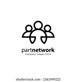 Partner Network Logo Design Template.  Team of three people together icon isolated on white background