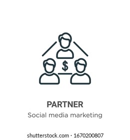 Partner outline vector icon. Thin line black partner icon, flat vector simple element illustration from editable social media marketing concept isolated stroke on white background