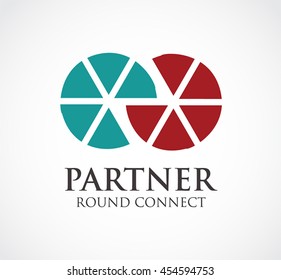 Partner round of connection abstract vector and logo design or template geometric business icon of company identity symbol concept