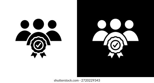 Icono de selección de socios relleno en blanco y negro.