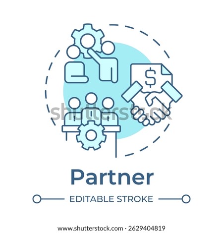 Partner soft blue concept icon. Partnership organization, collaboration. Teamwork, negotiation. Round shape line illustration. Abstract idea. Graphic design. Easy to use in infographic, brochure