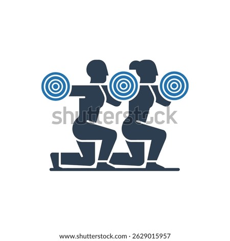 Partner Squat Training Icon Isolated On White Background