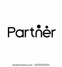 Diseño de logotipo de palabra de socio aislado sobre fondo blanco.