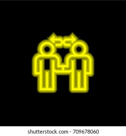 Partner yellow glowing neon ui ux icon. Glowing sign logo vector